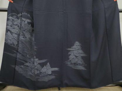 平和屋着物■訪問着　刺繍　渡橋風景花文　正絹　逸品　DABI1847qa