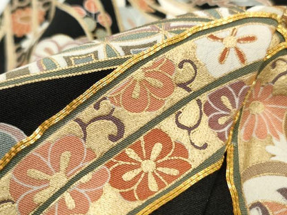 平和屋着物■豪華黒留袖　駒刺繍　渡橋鴛鴦花文　松竹梅　笹の葉　松寿　金彩　正絹　逸品　DABI1850qa