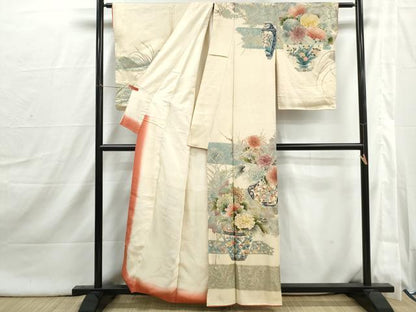 平和屋着物■訪問着　刺繍　飾花文　牡丹　乱菊　金銀彩　正絹　逸品　DABI1852qa