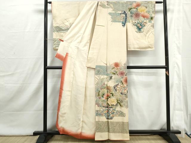 平和屋着物■訪問着　刺繍　飾花文　牡丹　乱菊　金銀彩　正絹　逸品　DABI1852qa