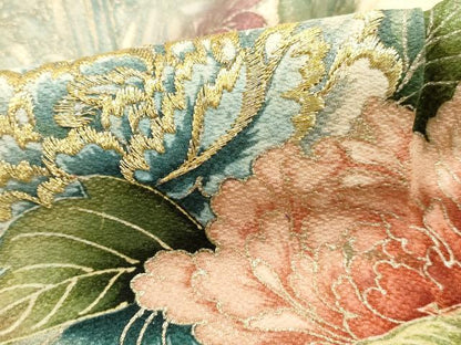 平和屋着物■訪問着　刺繍　飾花文　牡丹　乱菊　金銀彩　正絹　逸品　DABI1852qa