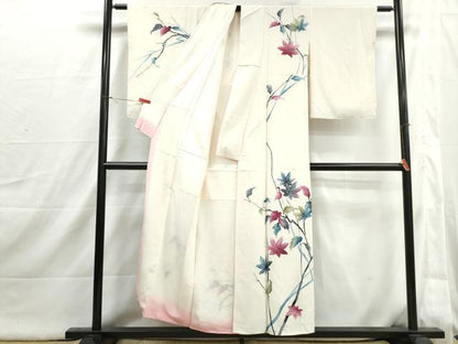 平和屋着物■訪問着　手描き　枝楓文　正絹　逸品　DABI1853qa
