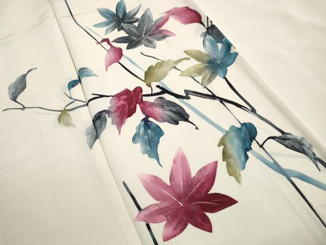 平和屋着物■訪問着　手描き　枝楓文　正絹　逸品　DABI1853qa