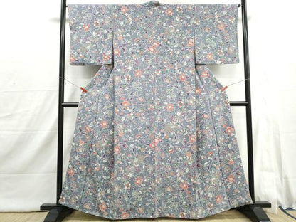 平和屋着物■上質な小紋　更紗花鳥文　正絹　逸品　DABI1856qa