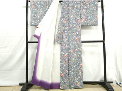 平和屋着物■上質な小紋　更紗花鳥文　正絹　逸品　DABI1856qa