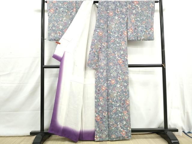 平和屋着物■上質な小紋　更紗花鳥文　正絹　逸品　DABI1856qa