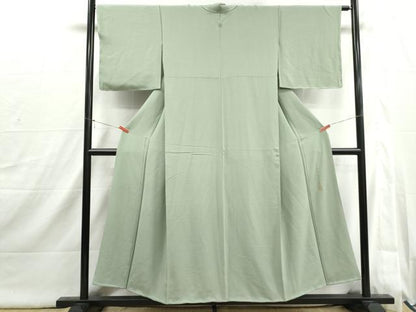 平和屋着物■上質な色無地　作家物　幻の染　岩石染　裏葉柳色　正絹　逸品　DABI1858qa