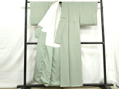 平和屋着物■上質な色無地　作家物　幻の染　岩石染　裏葉柳色　正絹　逸品　DABI1858qa