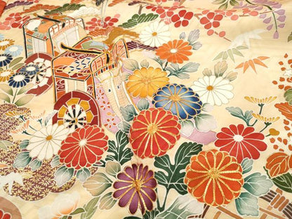 平和屋着物■豪華振袖　駒刺繍　流水飛鶴花文　松竹梅　金彩　正絹　逸品　DABI1871qa