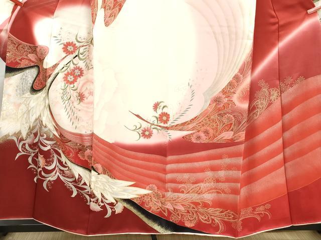 平和屋着物■豪華振袖　刺繍　更紗花鳥文　暈し染め　金銀彩　正絹　逸品　DABI1874qa