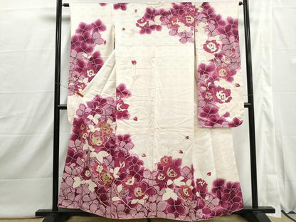 平和屋着物■豪華振袖　薔薇尽くし文　バラ　暈し染め　金糸　正絹　逸品　DABI1877qa
