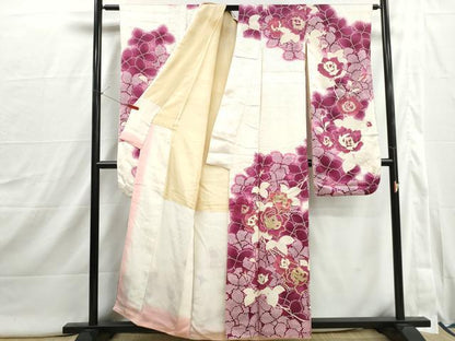 平和屋着物■豪華振袖　薔薇尽くし文　バラ　暈し染め　金糸　正絹　逸品　DABI1877qa
