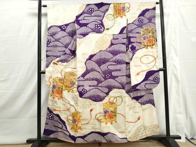 平和屋着物■訪問着　駒刺繍　絞り　貝桶花文　金彩　やまと誂製　正絹　逸品　DABI1878qa