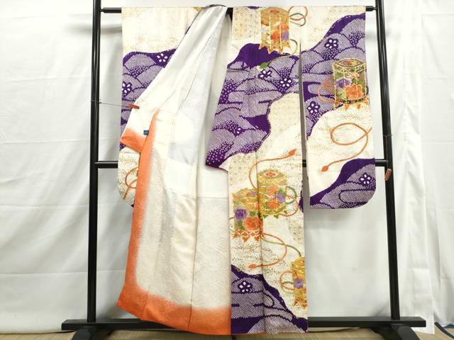 平和屋着物■訪問着　駒刺繍　絞り　貝桶花文　金彩　やまと誂製　正絹　逸品　DABI1878qa