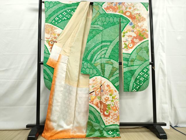 平和屋着物■豪華振袖　駒刺繍　絞り　几帳花文　牡丹　金彩　正絹　逸品　DABI1880qa