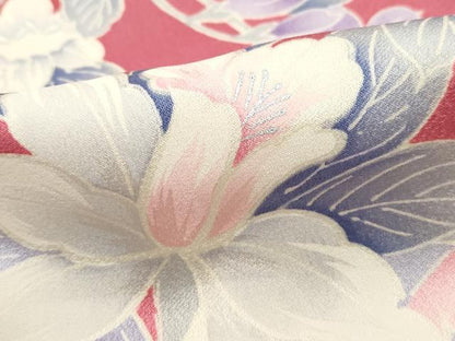 平和屋着物■豪華振袖　草花文　牡丹　暈し染め　銀彩　正絹　逸品　DABI1882qa