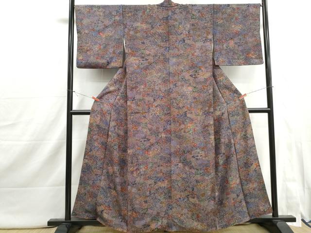 平和屋着物■上質な小紋　扇面風景花文　正絹　逸品　DABI1886qa