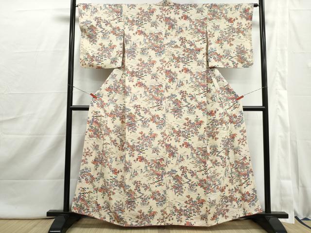 平和屋着物■上質な小紋　風景花文　松竹梅　正絹　逸品　DABI1891qa