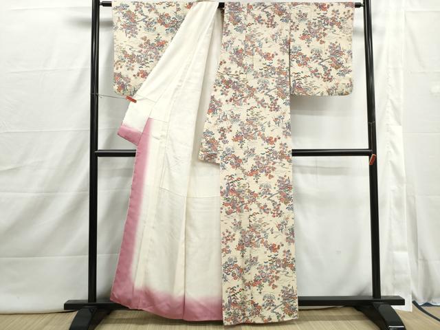 平和屋着物■上質な小紋　風景花文　松竹梅　正絹　逸品　DABI1891qa