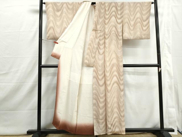 平和屋着物■上質な小紋　よろけ縞　鬼しぼ縮緬　正絹　逸品　DABI1897qa