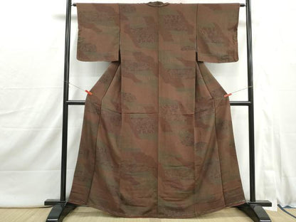 平和屋着物■上質な小紋　道長御所車花文　鬼しぼ縮緬　正絹　逸品　DABI1901qa