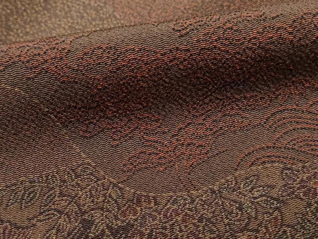 平和屋着物■上質な小紋　道長御所車花文　鬼しぼ縮緬　正絹　逸品　DABI1901qa