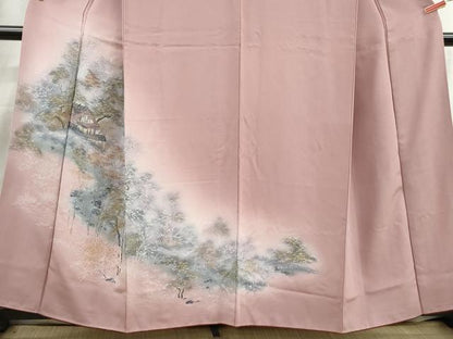 平和屋着物■訪問着　風景花文　暈し染め　金彩　正絹　逸品　DABI1903qa