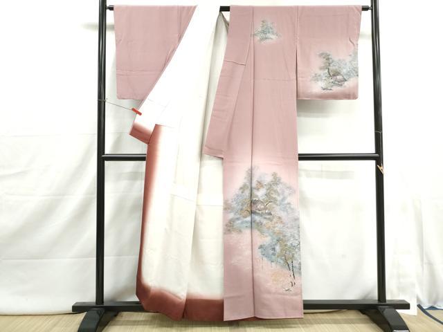 平和屋着物■訪問着　風景花文　暈し染め　金彩　正絹　逸品　DABI1903qa