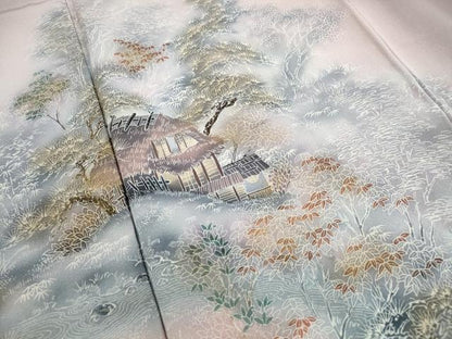平和屋着物■訪問着　風景花文　暈し染め　金彩　正絹　逸品　DABI1903qa