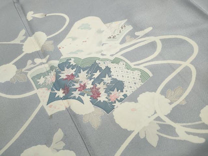 平和屋着物■訪問着　刺繍　花文箱文　銀彩　正絹　逸品　DABI1905qa