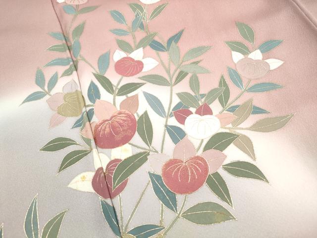 平和屋着物■訪問着　刺繍　草花文　暈し染め　金彩　正絹　逸品　DABI1906qa