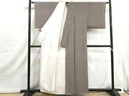 平和屋着物■上質な小紋　梅間道　黒地　正絹　逸品　DABI1907qa