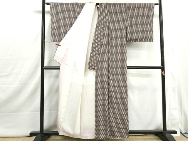平和屋着物■上質な小紋　梅間道　黒地　正絹　逸品　DABI1907qa