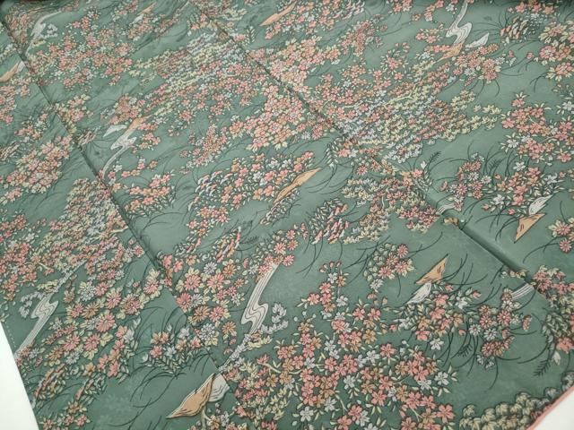 平和屋着物■上質な小紋　流水花文　正絹　逸品　DABI1908qa