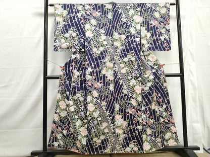 平和屋着物■上質な小紋　草花文　牡丹　金彩　正絹　逸品　DABI1909qa