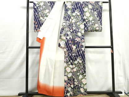 平和屋着物■上質な小紋　草花文　牡丹　金彩　正絹　逸品　DABI1909qa