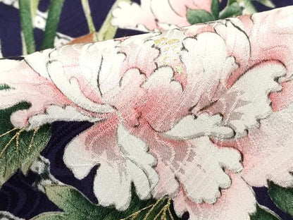 平和屋着物■上質な小紋　草花文　牡丹　金彩　正絹　逸品　DABI1909qa