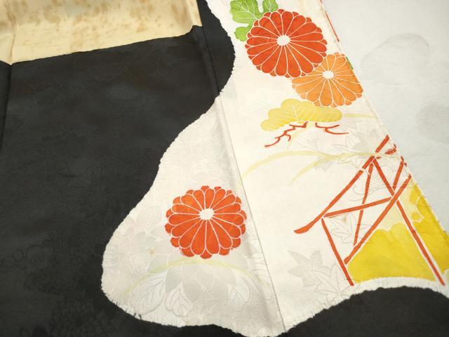 平和屋着物■豪華振袖　駒刺繍　絞り　道長御所車花文　金彩　正絹　逸品　DABI1912qa