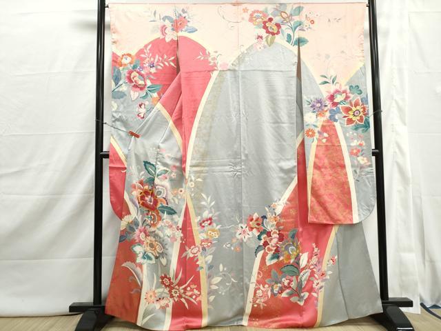 平和屋着物■豪華振袖　駒刺繍　更紗花文　金彩　正絹　逸品　DABI1914qa