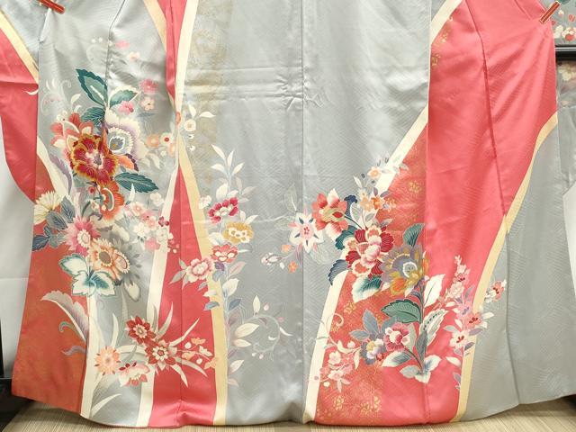 平和屋着物■豪華振袖　駒刺繍　更紗花文　金彩　正絹　逸品　DABI1914qa