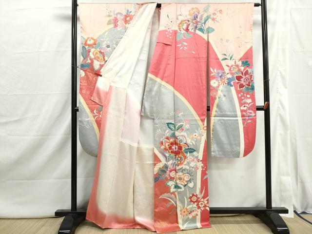 平和屋着物■豪華振袖　駒刺繍　更紗花文　金彩　正絹　逸品　DABI1914qa