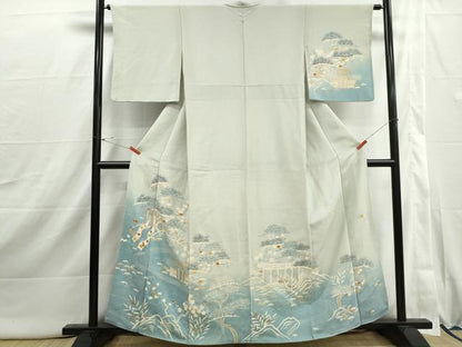 平和屋着物■訪問着　作家物　御所車枝松文　暈し染め　鬼しぼ縮緬　正絹　逸品　DABI1915qa