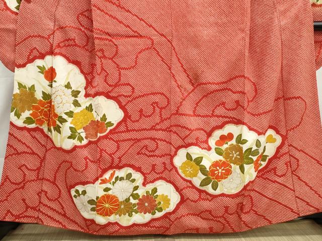 平和屋着物■豪華振袖　駒刺繍　絞り　雲取り草花文　金彩　正絹　逸品　DABI1917qa
