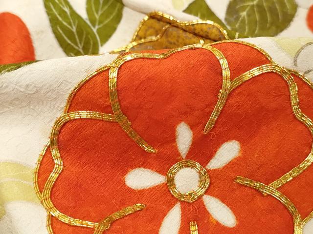 平和屋着物■豪華振袖　駒刺繍　絞り　雲取り草花文　金彩　正絹　逸品　DABI1917qa