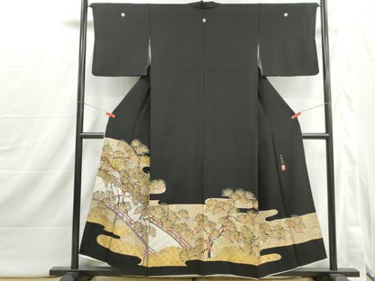 平和屋着物■豪華黒留袖　作家物　刺繍　渡橋枝松文　光彩友禅　金彩　正絹　逸品　DABI1919qa
