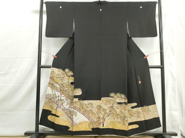 平和屋着物■豪華黒留袖　作家物　刺繍　渡橋枝松文　光彩友禅　金彩　正絹　逸品　DABI1919qa