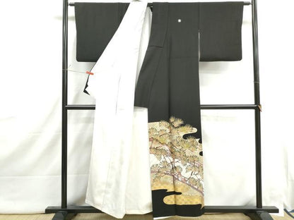 平和屋着物■豪華黒留袖　作家物　刺繍　渡橋枝松文　光彩友禅　金彩　正絹　逸品　DABI1919qa