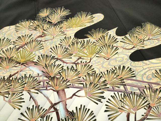 平和屋着物■豪華黒留袖　作家物　刺繍　渡橋枝松文　光彩友禅　金彩　正絹　逸品　DABI1919qa