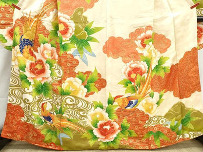 平和屋着物■豪華振袖　駒刺繍　流水花鳥文　笹の葉　金彩　正絹　逸品　DABI1920qa