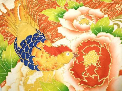 平和屋着物■豪華振袖　駒刺繍　流水花鳥文　笹の葉　金彩　正絹　逸品　DABI1920qa